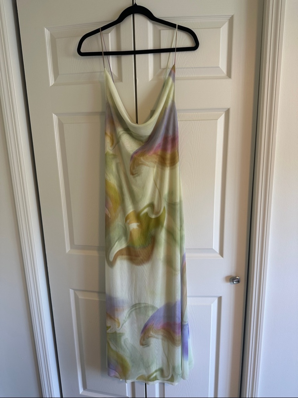 ZARA Tulle Tie Dye Spaghetti Strap Cowl Neck Dress